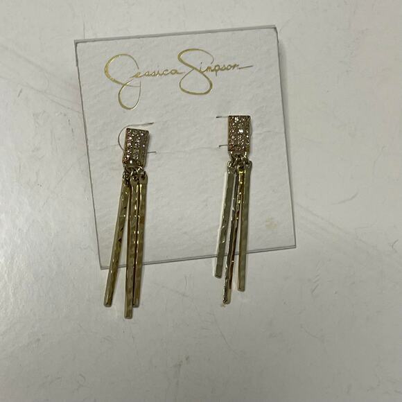 Jessica Simpson gold tone dangle pierced post earrings costume jewelry - Picture 1 of 7